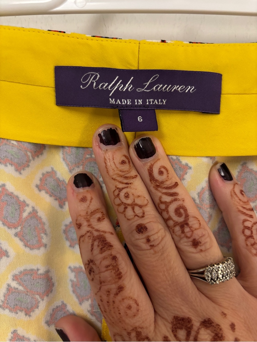Ralph Lauren Collection Yellow Silk Paisley Pants Size 6 Simone Preppy Luxury - Picture 11 of 16